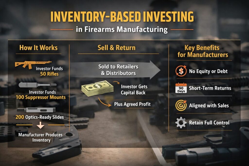 Creative capital model showing inventory-based investing for firearms manufacturers